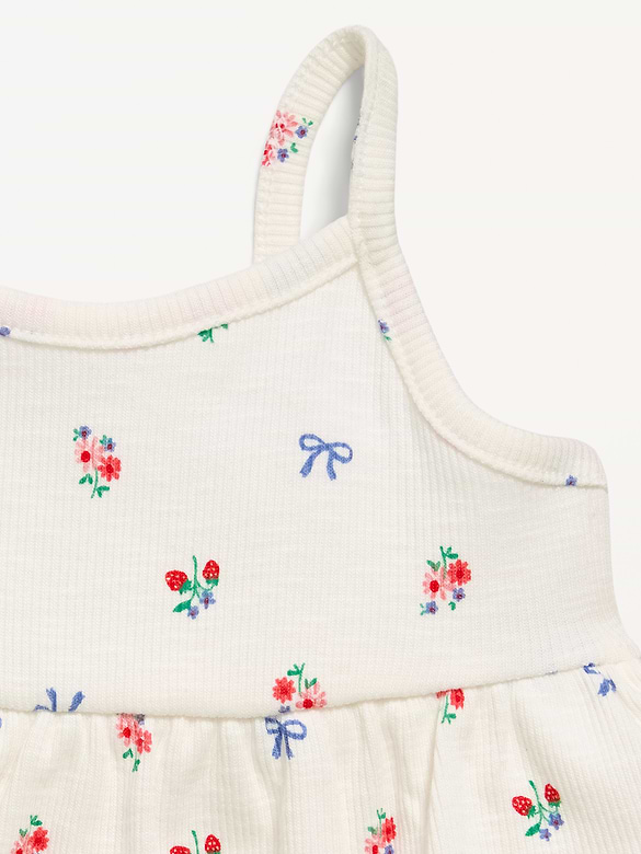 Printed Ribbed Tiered Bodysuit Dress for Baby