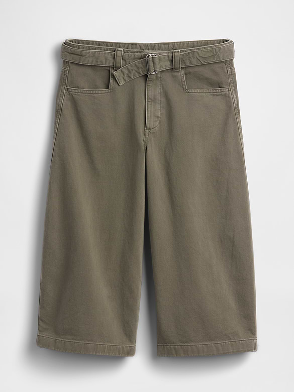Mid Rise Belted Culotte Barrel Pants