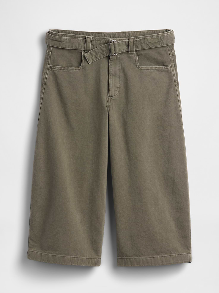 Image number 5 showing, Mid Rise Belted Culotte Barrel Pants