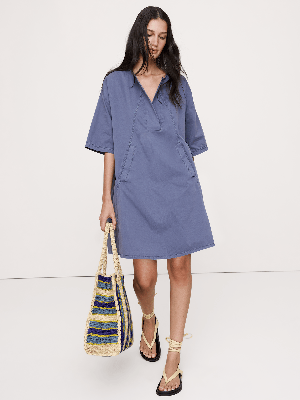 Cotton-Twill Pocket Mini Dress