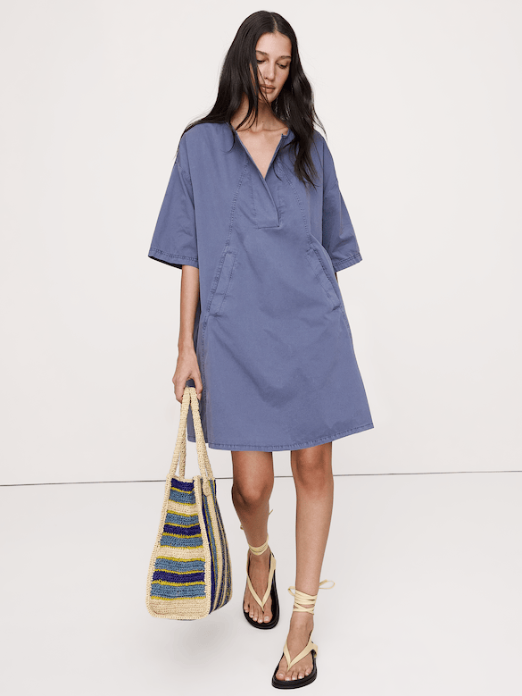 Cotton-Twill Pocket Mini Dress