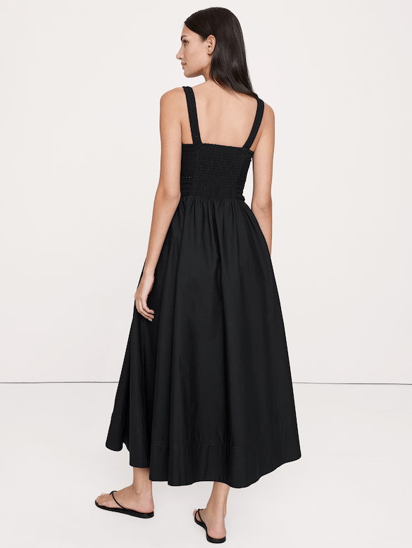 Crochet & Cotton Poplin Mixed-Media Midi Dress