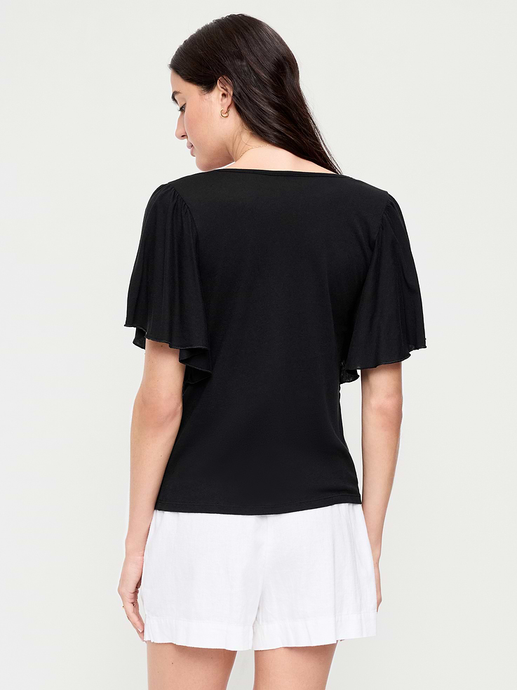 Image number 2 showing, V-Neck Flutter Sleeve Top