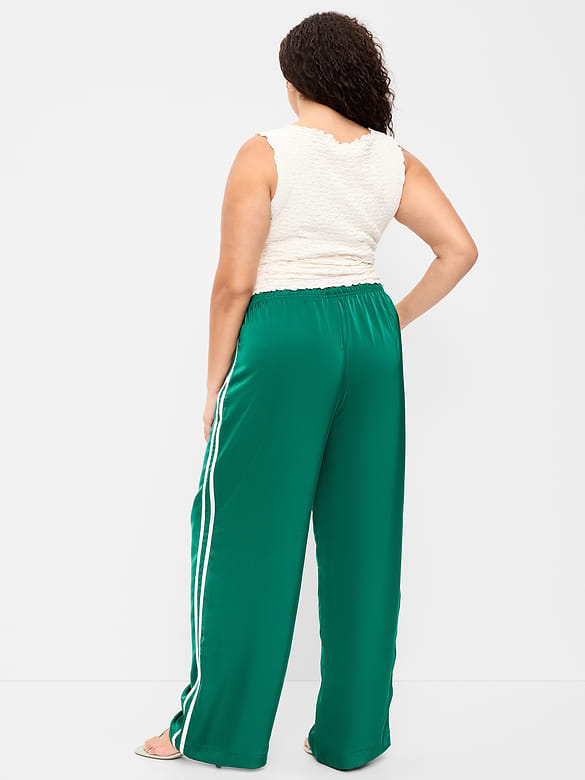 High-Waisted Satin Track Pants