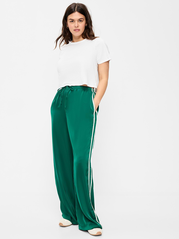 L'image numéro 6 présente Pantalon d’entraînement à taille haute en satin