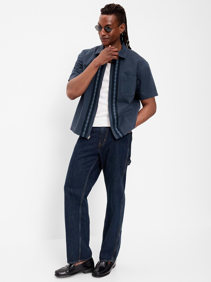 Image number 3 showing, Loose Full-Zip Twill Workwear Shirt