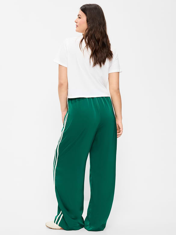 High-Waisted Satin Track Pants
