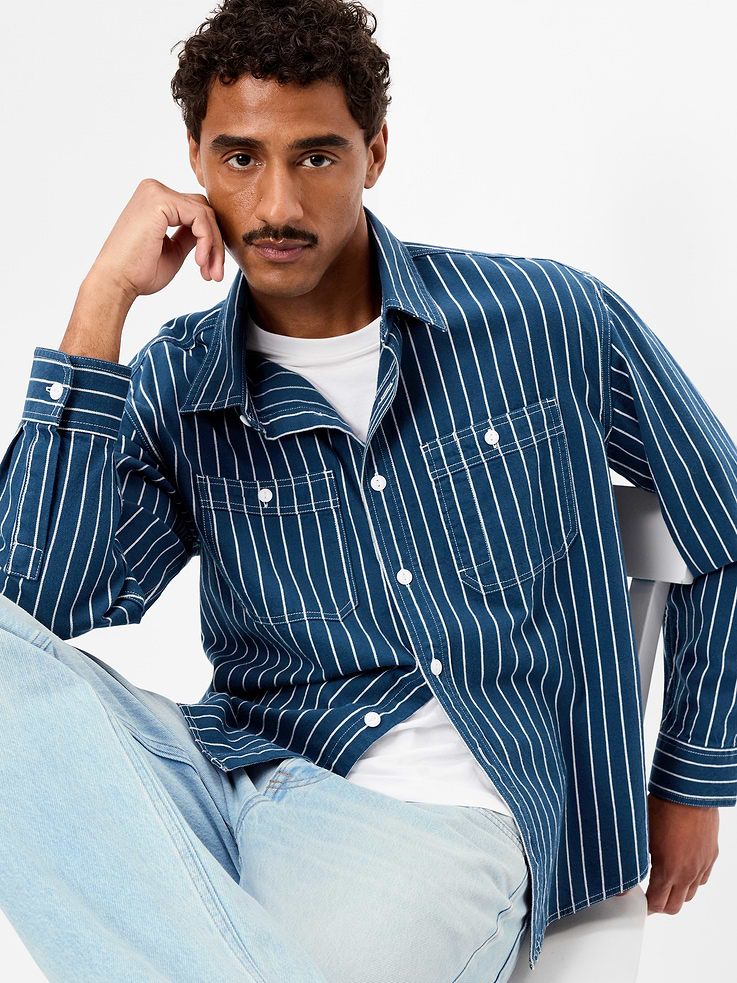 Image number 3 showing, Loose Fit Striped Workwear Shirt