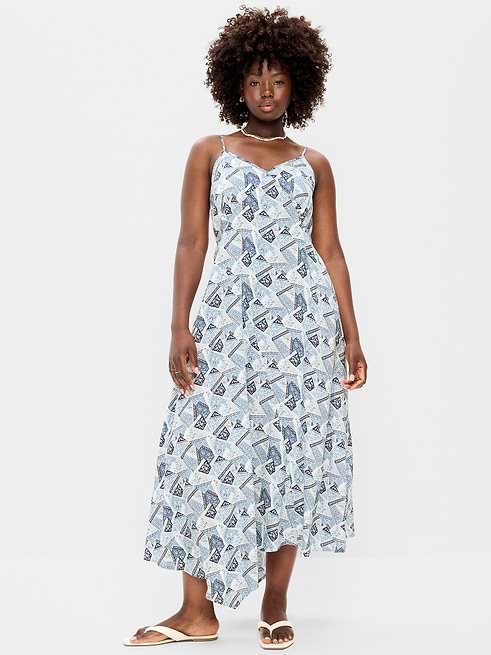 days like today blue satin asymmetrical tie-back midi dress Old Navy Women's Fit & Flare - 60s_retro_dress It Was Decade Day Color:Bone Brown Dry clean only Side