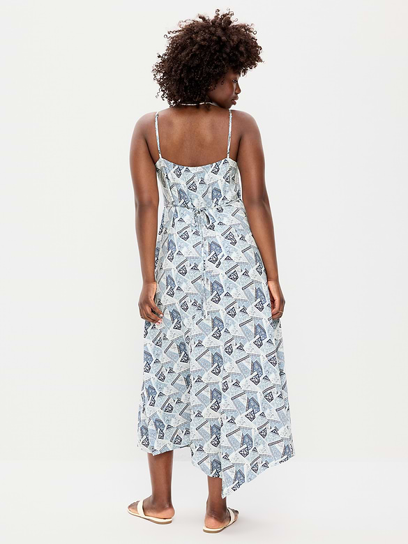 Fit & Flare Tie-Back Asymmetrical Midi Dress