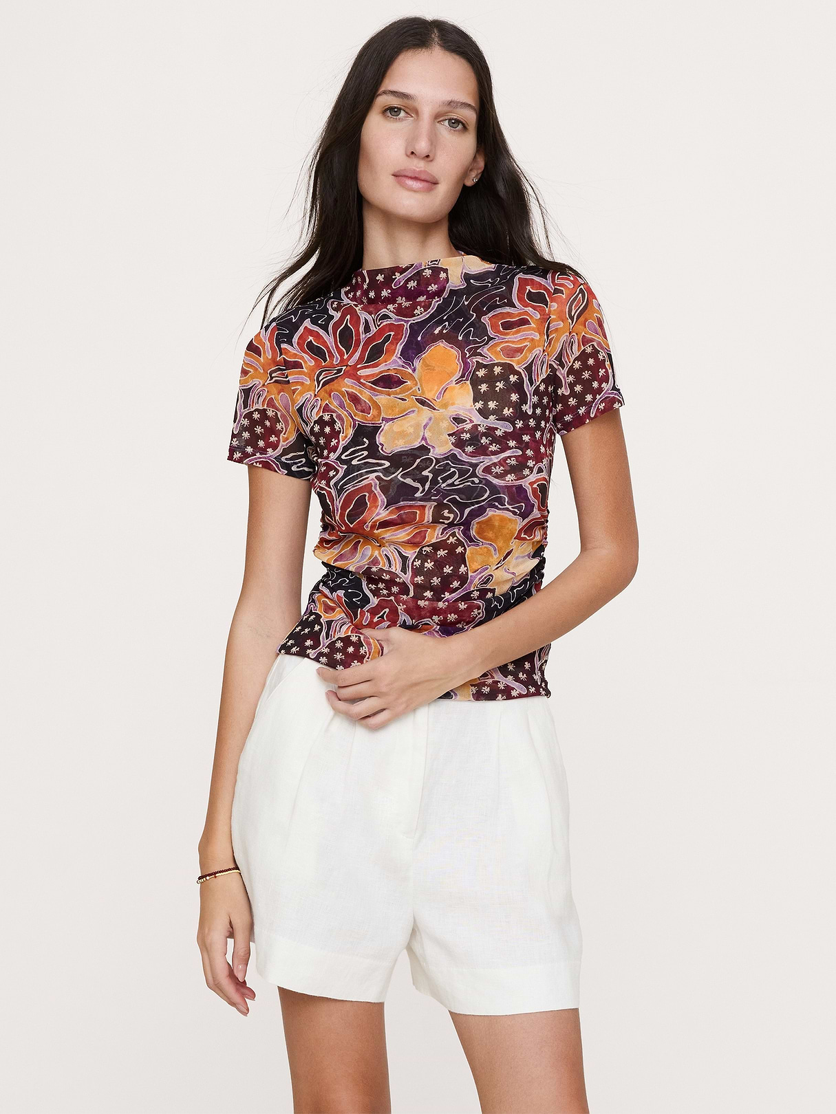 Mesh Mock-Neck Top | Banana Republic