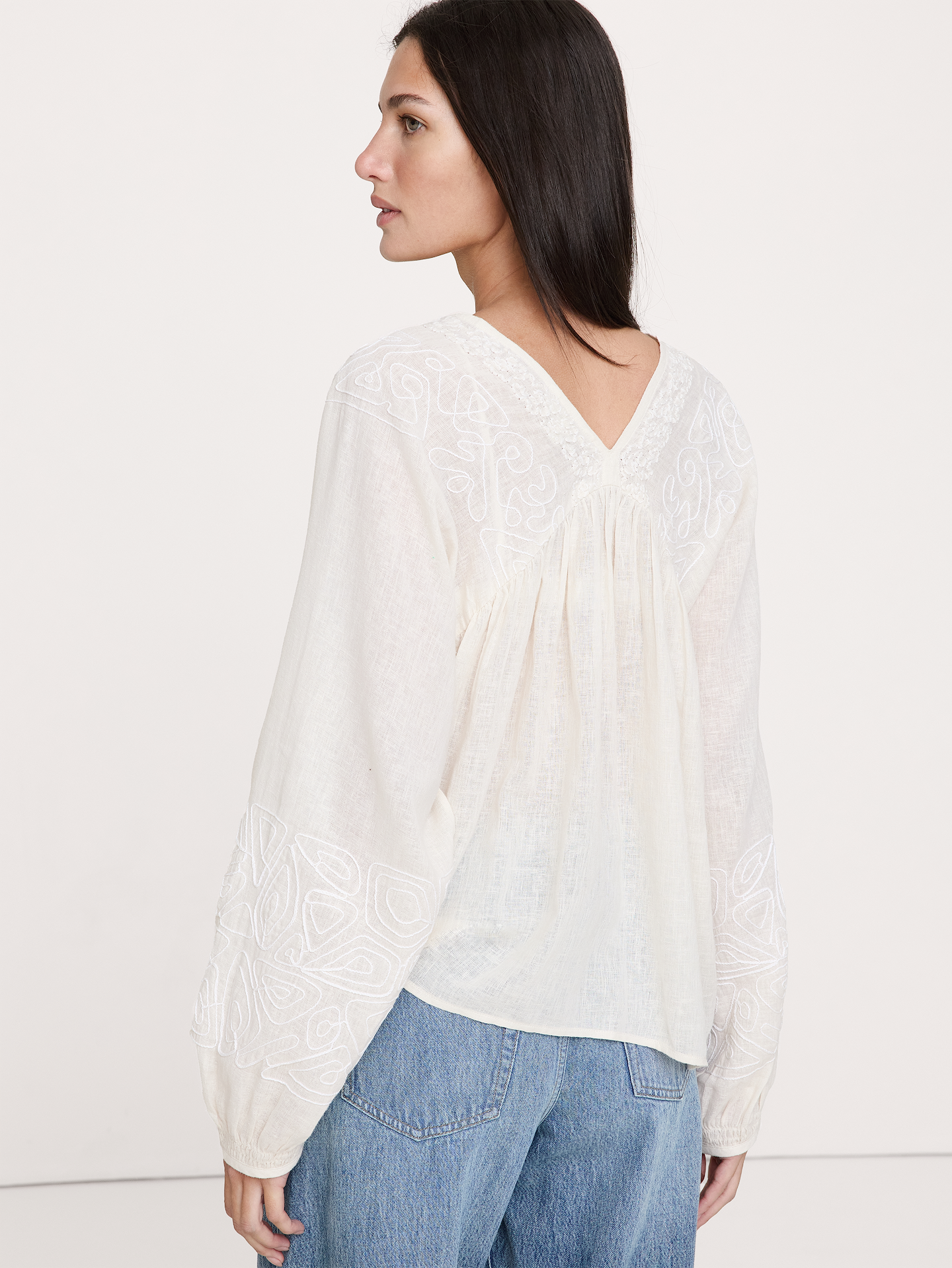 Image number 5 showing, Embroidered Linen-Cotton Top