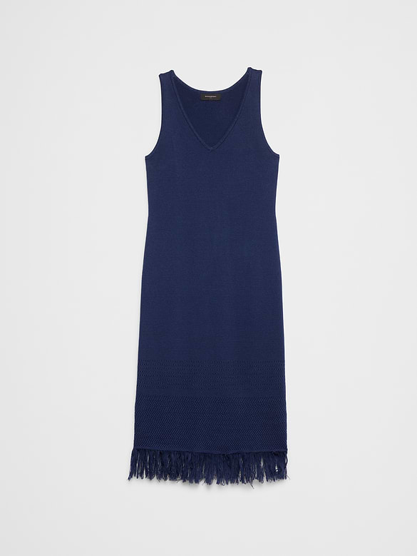 Frayed-Hem Tank Midi Dress