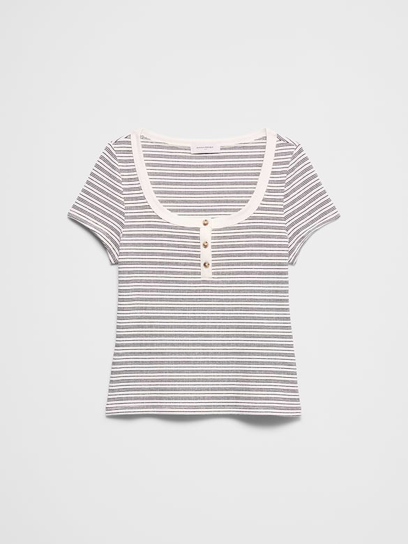 Variegated Ribbed Henley Shirt