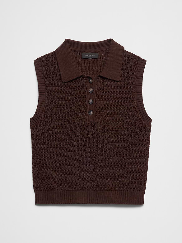 Cotton Crochet Sweater Polo