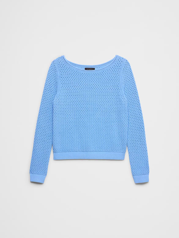 Cotton Boatneck Crochet Sweater