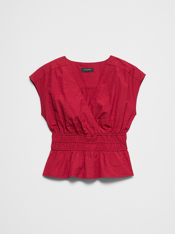Seersucker Elastic Surplice Top