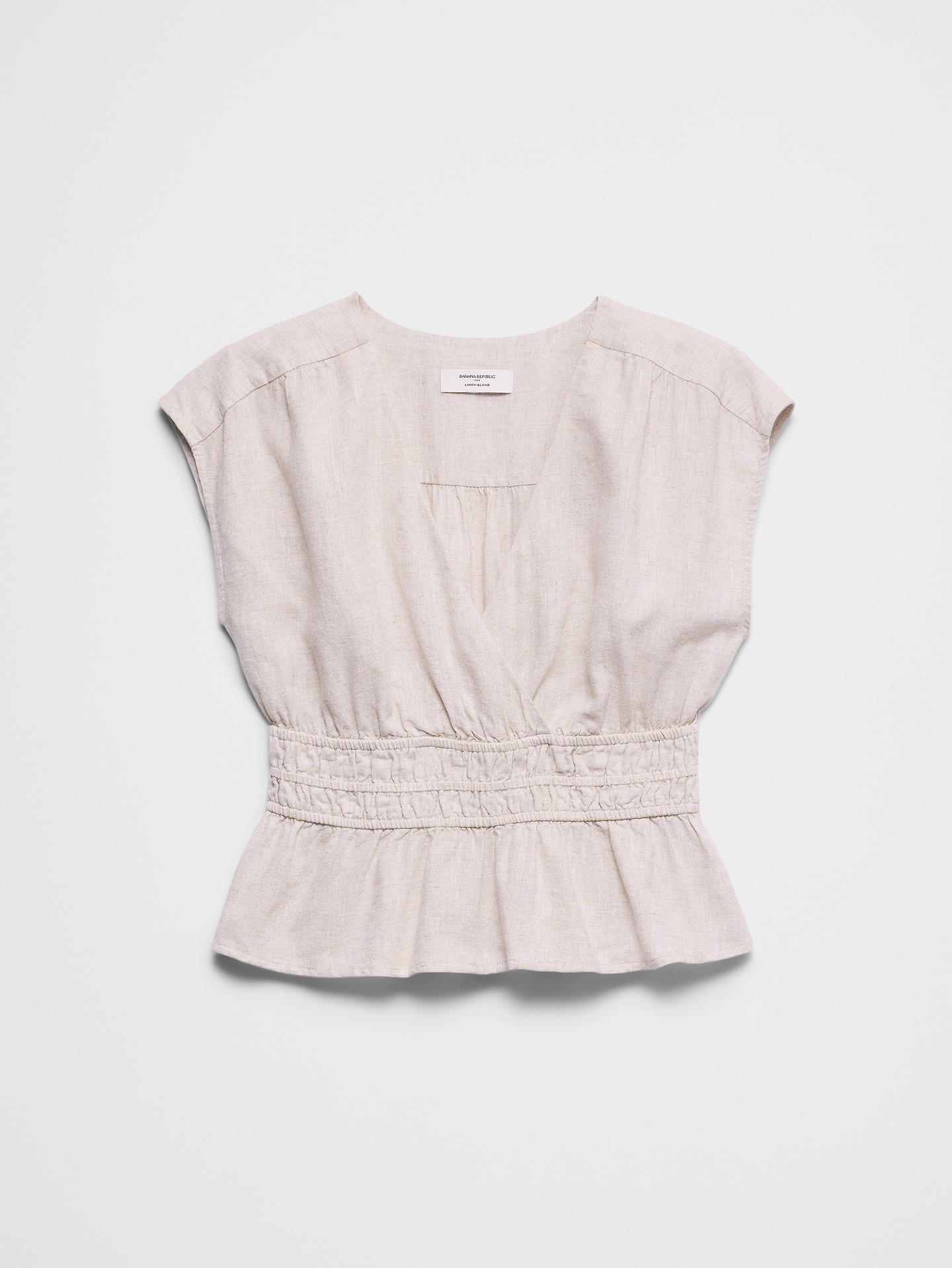 Image number 4 showing, Linen-Blend Elastic Surplice Top