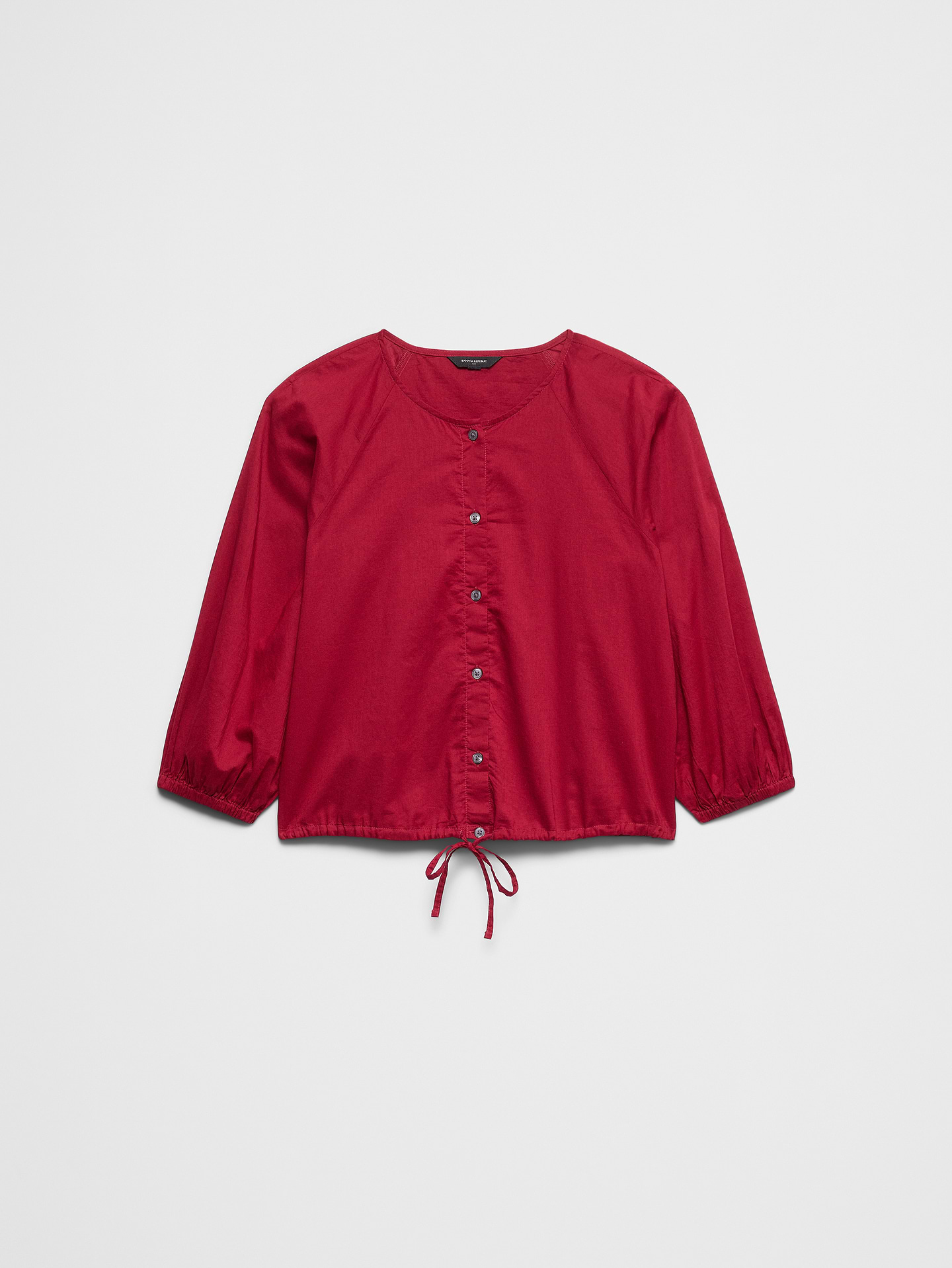 Image number 4 showing, Voile Blouson-Sleeve Drawstring-Hem Top