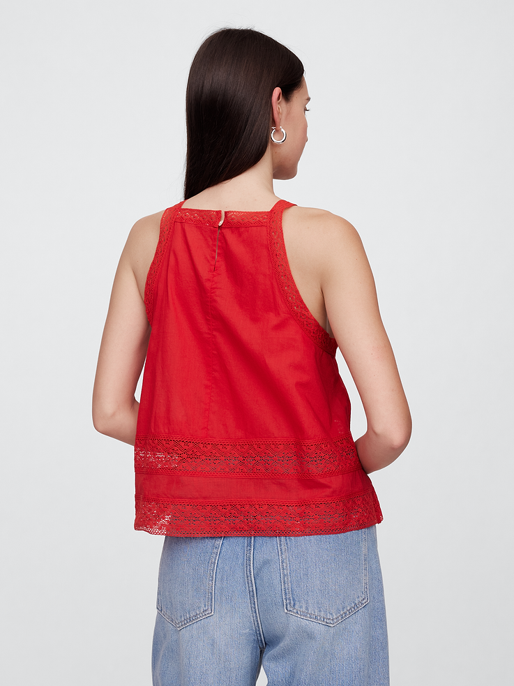 Image number 2 showing, Relaxed Lace-Trim High-Neck Top
