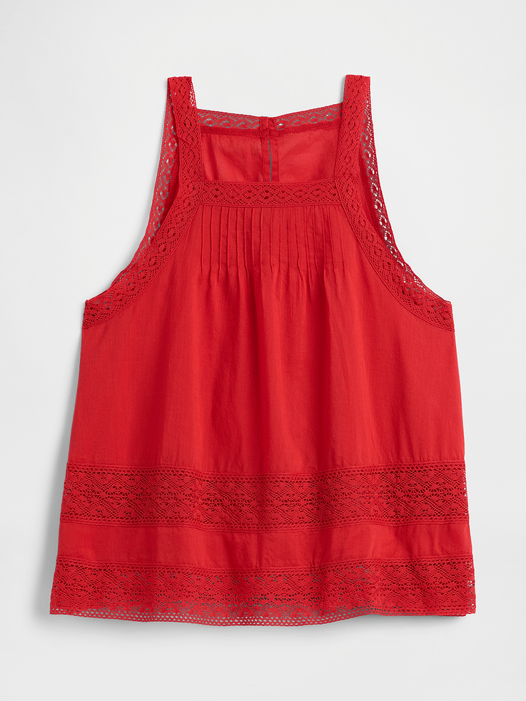 Image number 5 showing, Relaxed Lace-Trim High-Neck Top