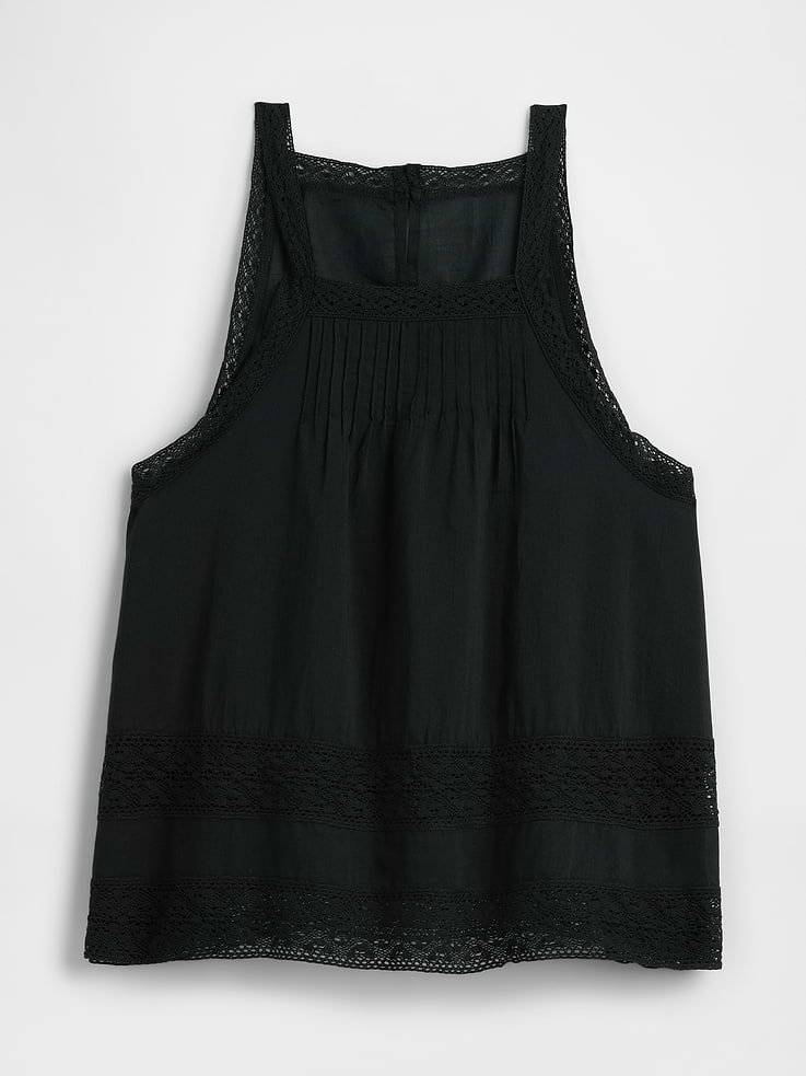 Image number 5 showing, Relaxed Lace-Trim High-Neck Top