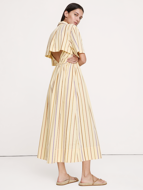 Poplin Open-Back Shirt Dress