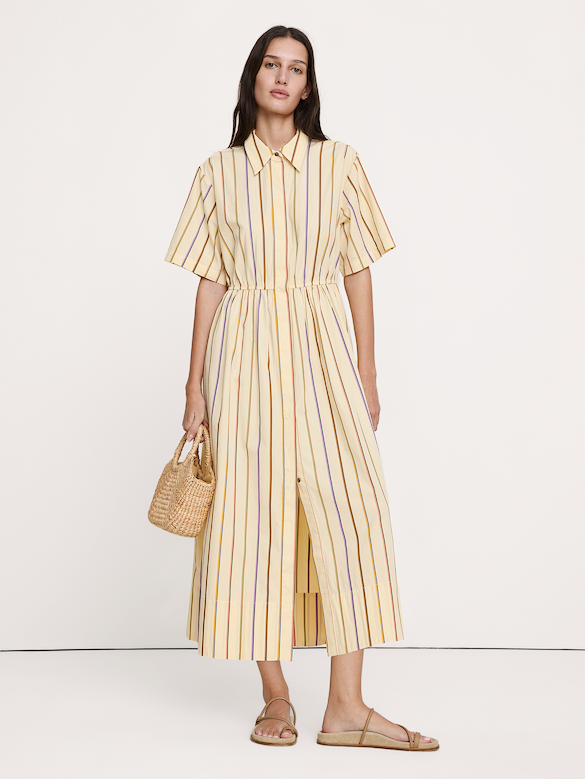 Poplin Open-Back Shirt Dress