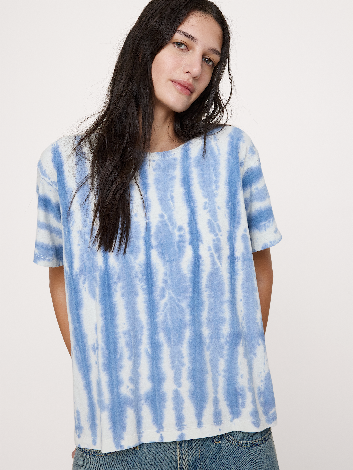 L'image numéro 3 présente T-shirt en coton flammé, coupe boyfriend