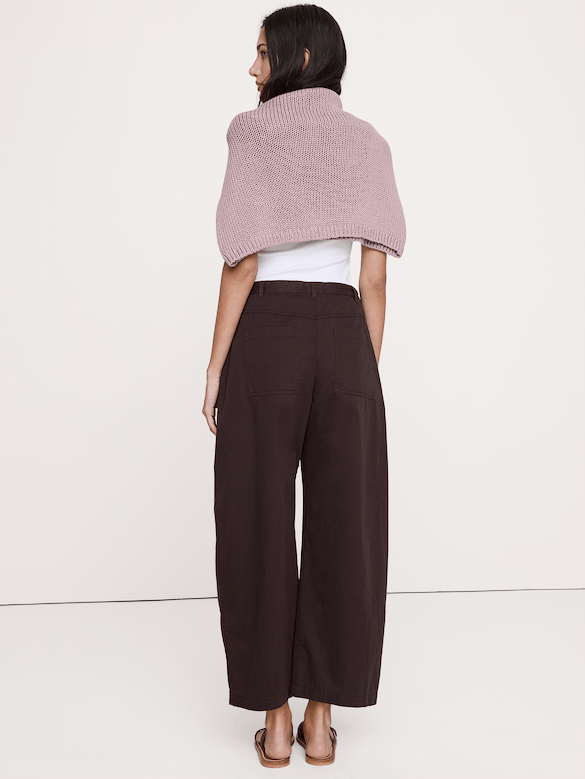 Mid-Rise Barrel Cotton Poplin Pant