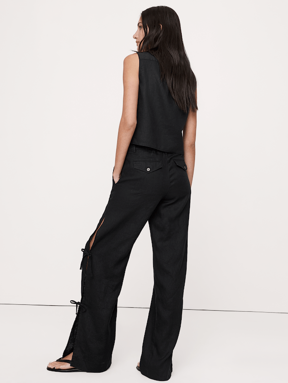 The Everyday Wide-Leg Side-Tie Pant In Linen