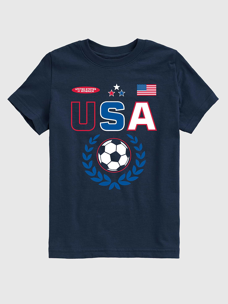 Image 1 of 4, Soft cotton T-shirt., Classic fit., Crewneck., Short Sleeves., Soccer Jersey graphic at front., Hybrid Apparel designs creative, innovative graphic apparel with a customer-first focus, continually evolving through new ideas and technologies to grow alongside its partners and customers., This item is printed on demand.