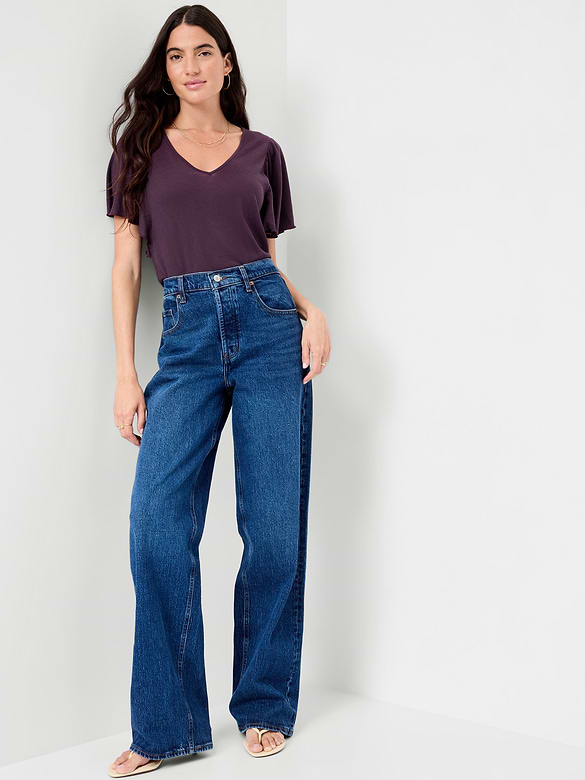 V-Neck Flutter Sleeve Top
