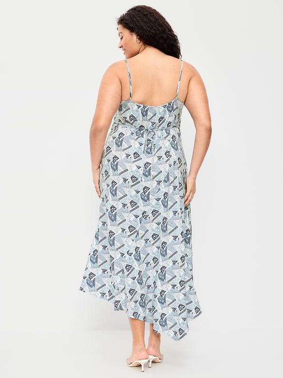 Fit & Flare Tie-Back Asymmetrical Midi Dress