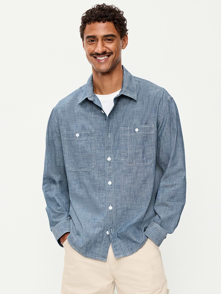 L'image numéro 1 présente Chemise de travail ample en chambray