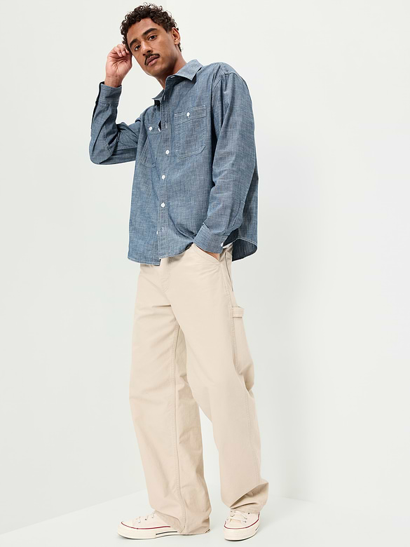 Loose Fit Chambray Workwear Shirt