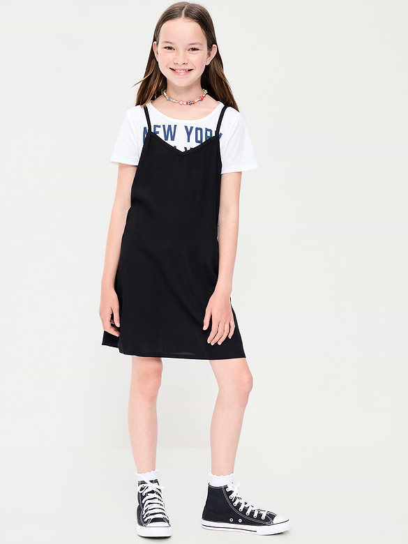 Short-Sleeve Graphic T-Shirt and Dress Set for Girls