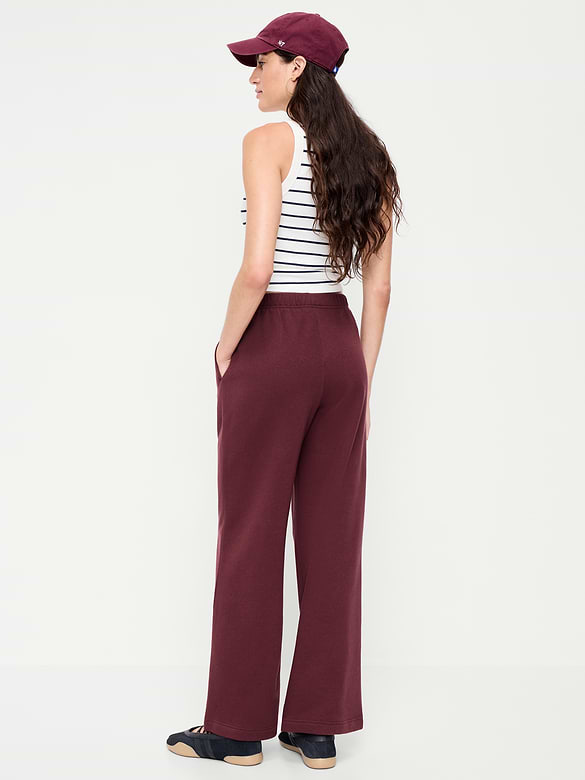High-Waisted Fleece Wide-Leg Sweatpants