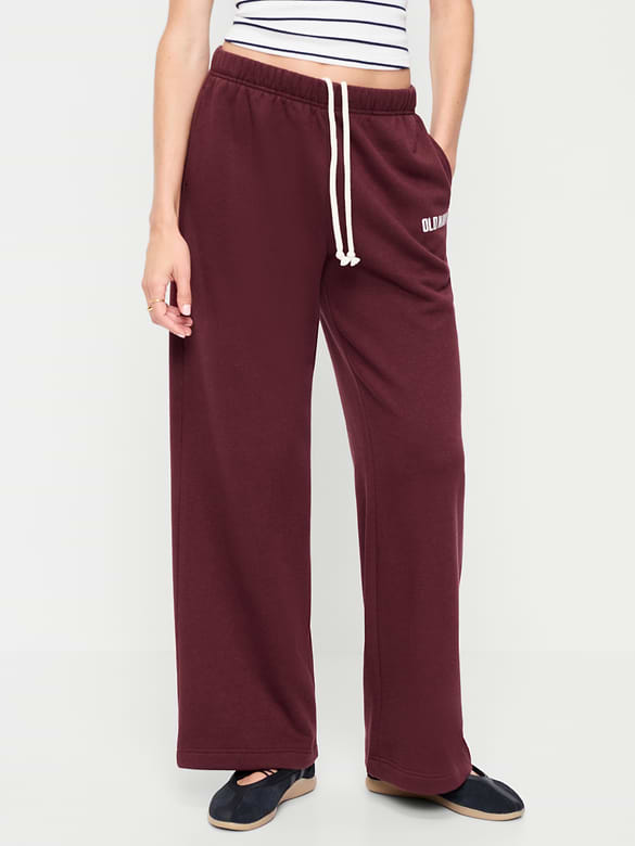 High-Waisted Fleece Wide-Leg Sweatpants