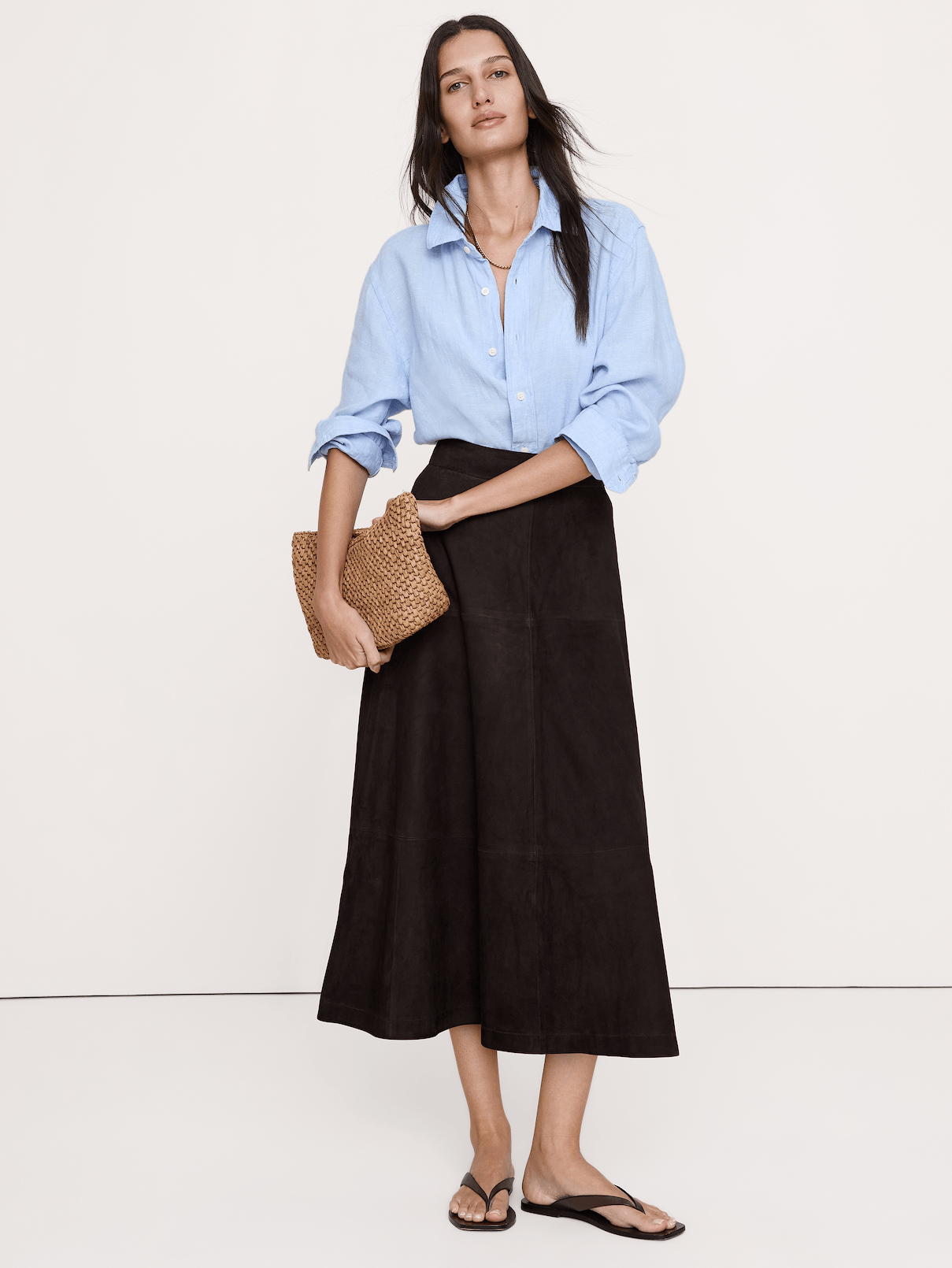 Suede Midi Skirt