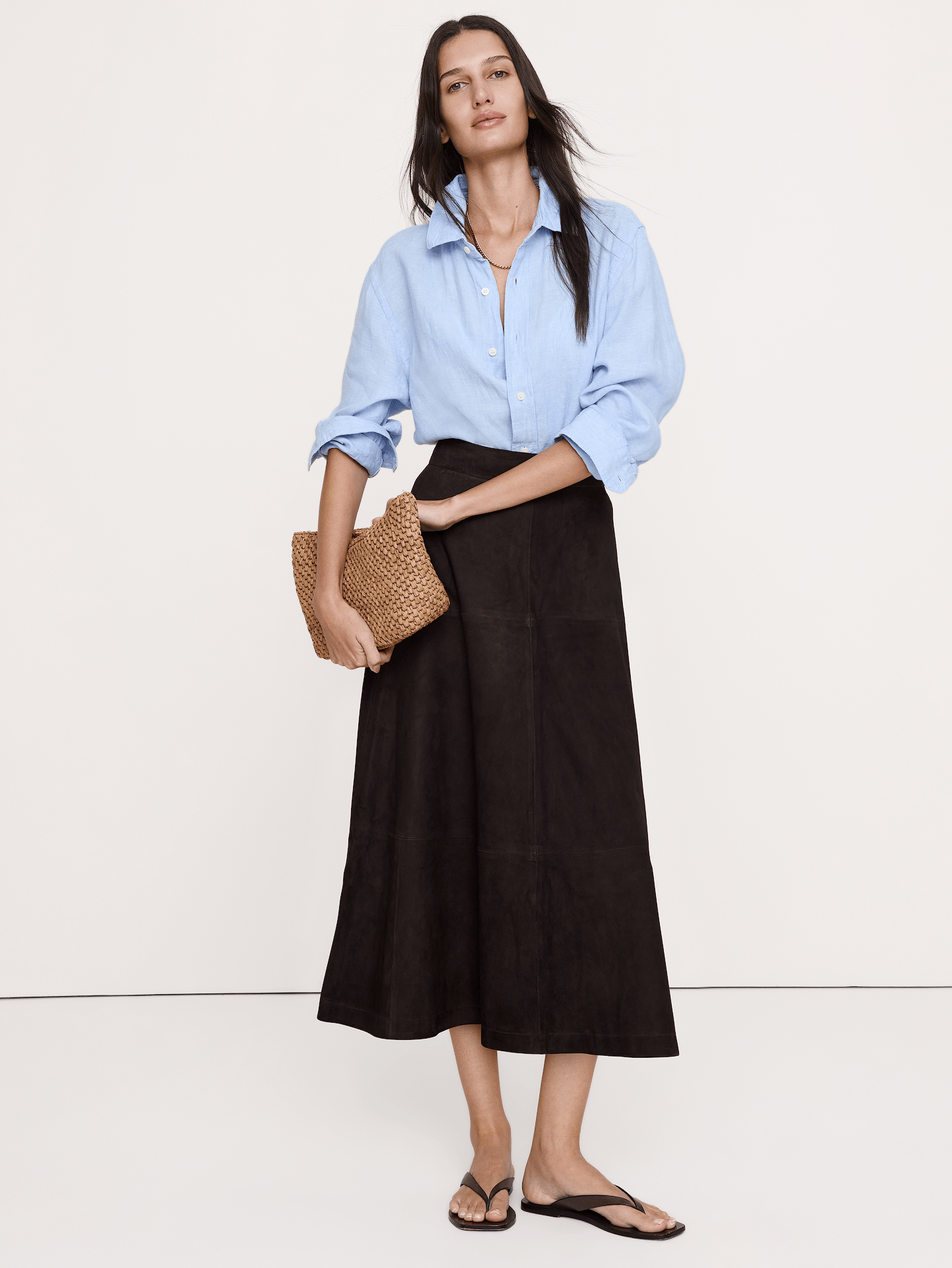 Image number 1 showing, Suede Midi Skirt