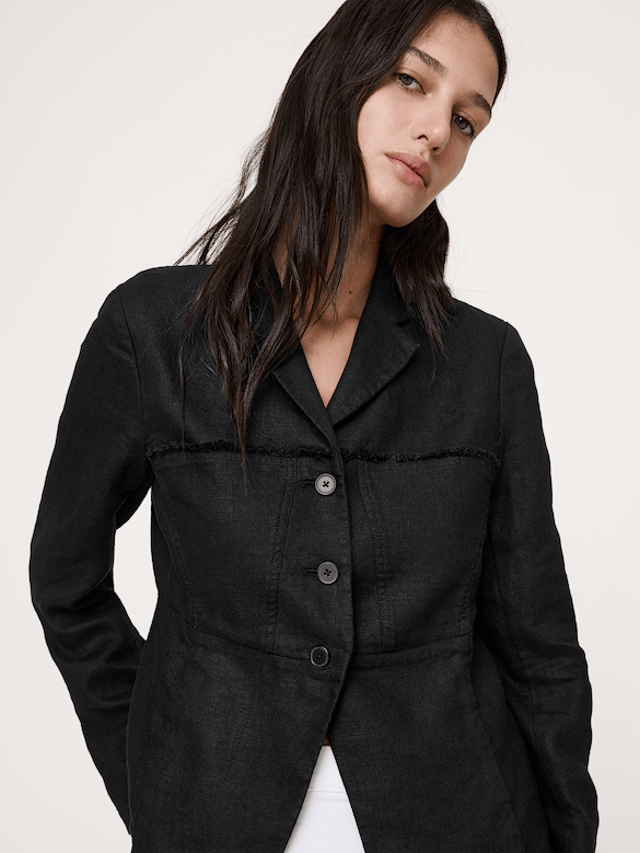 Fringe Linen Blazer