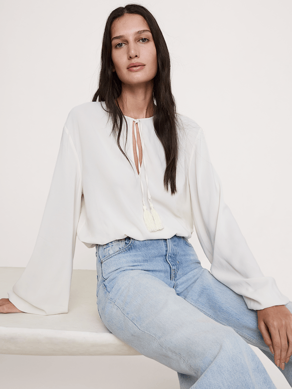 Georgette Tie-Neck Blouse