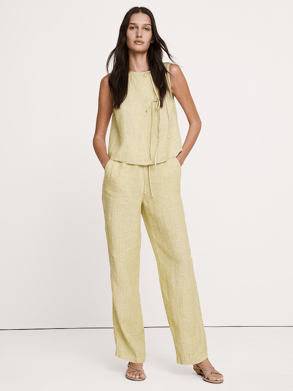 The Getaway Straight-Leg Pull-On Pant in Linen