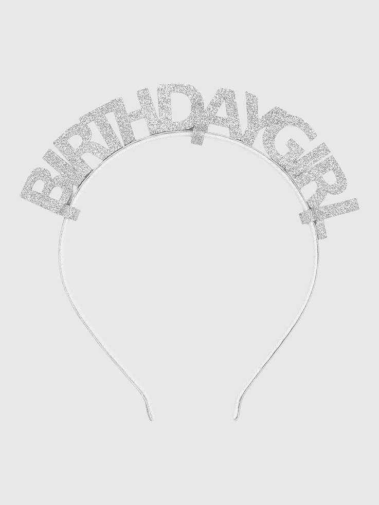 Image 1 of 2, Every little girl needs the perfect headband to complete her look! The Silver Birthday Girl Headband is the perfect hair accessory for celebrating a Birthday., Features, Silver glitter "Birthday Girl" arching the top of the headband, Satin lined headband, Glitter accents are “shed free”, One size fits all, Pair this headband with a matching Sweet Wink tutu and shirt for a complete head-to-toe outfit!