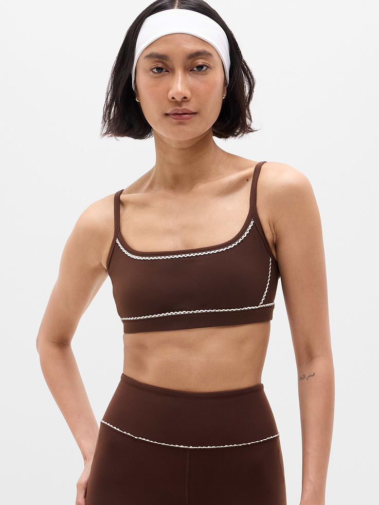 Image number 1 showing, Square Neck Picot Sports Bra A-C