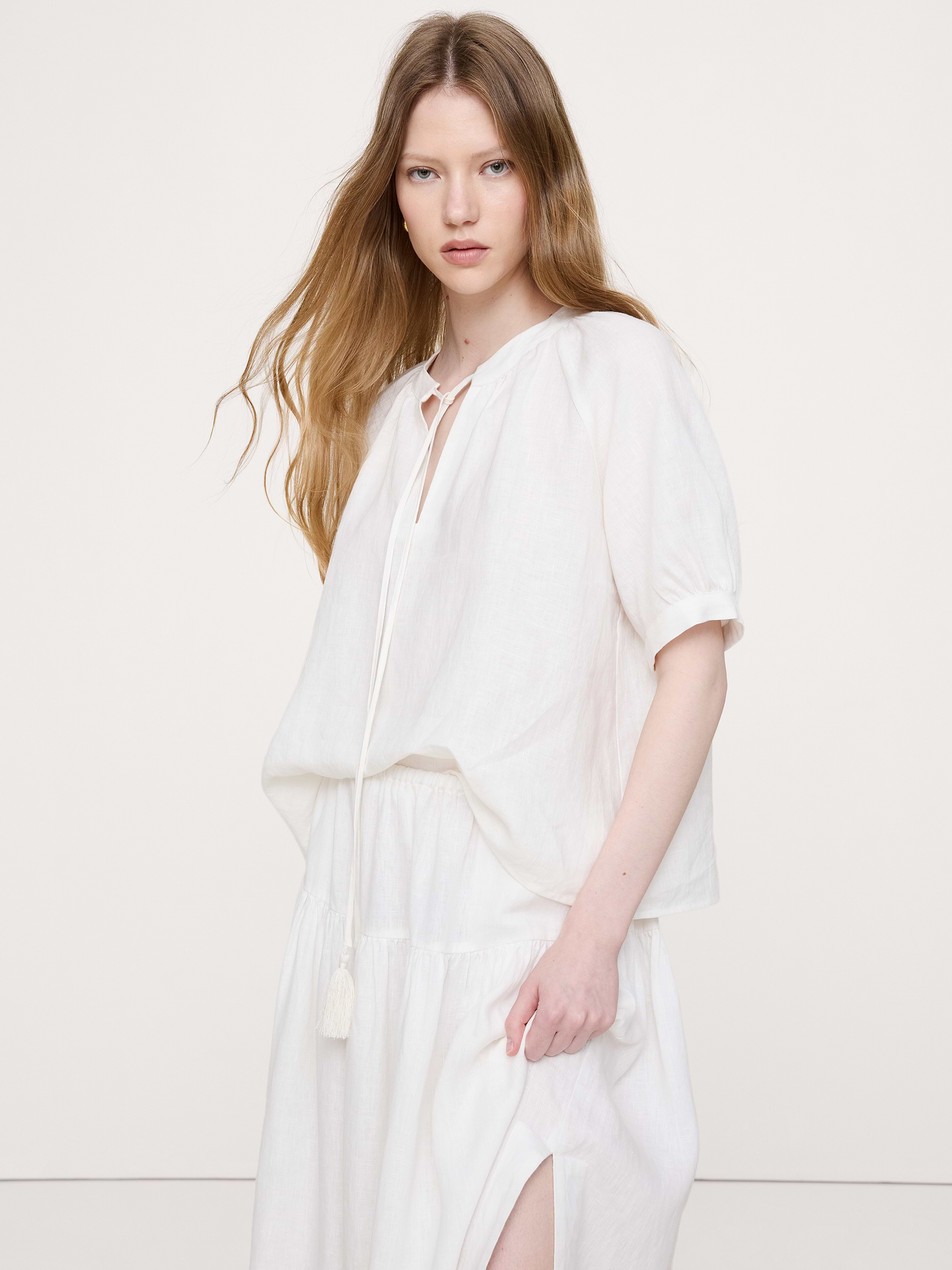Image number 6 showing, Linen Tassel-Tie Top