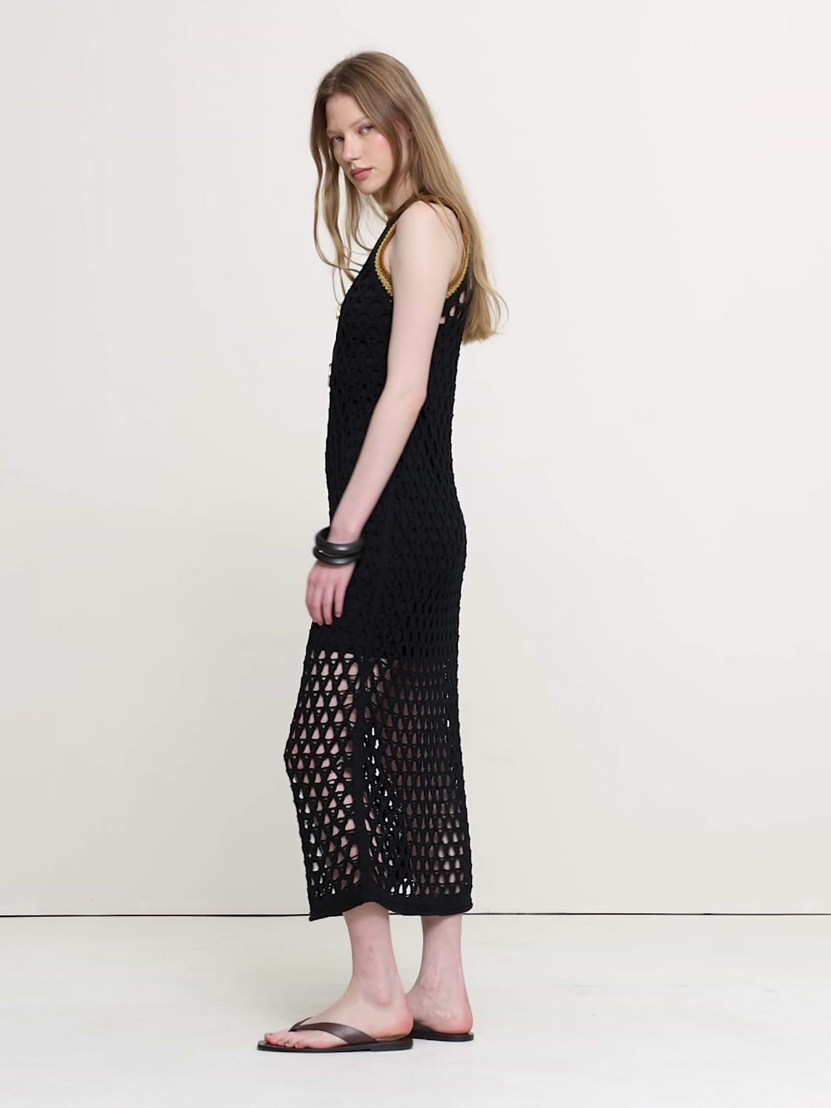 Banana Republic Women's Cotton Crochet Maxi Dress Black Size L