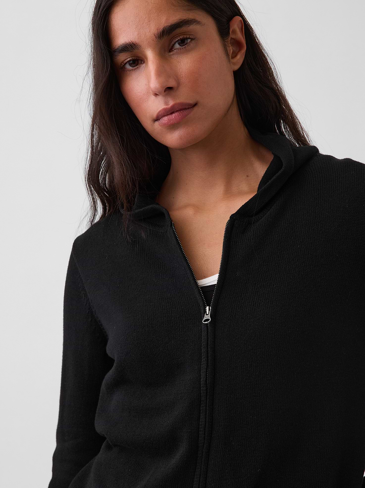 Image number 4 showing, 100% Cotton Relaxed Zip Sweater Hoodie