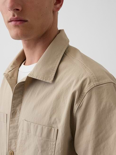 Relaxed Straight-Hem Utility Shirt | Gap